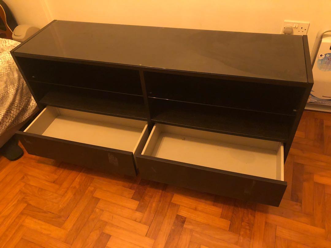 IKEA glass top tv console for sale, Furniture & Home Living, Furniture