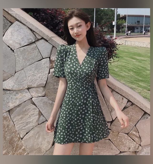 Korean wrap 2025 dress