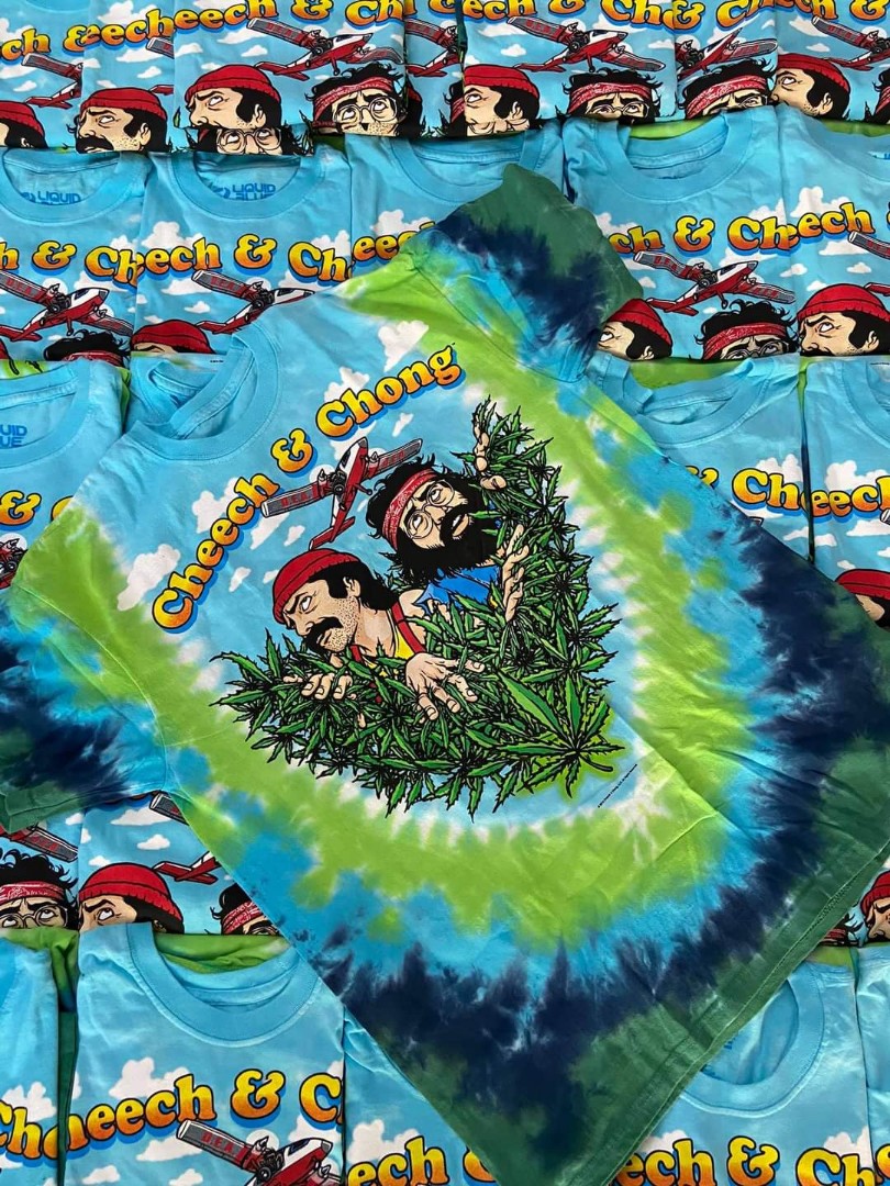 Cheech and Chong Field of Dreams Tie-Dye T-Shirt Tee Liquid Blue