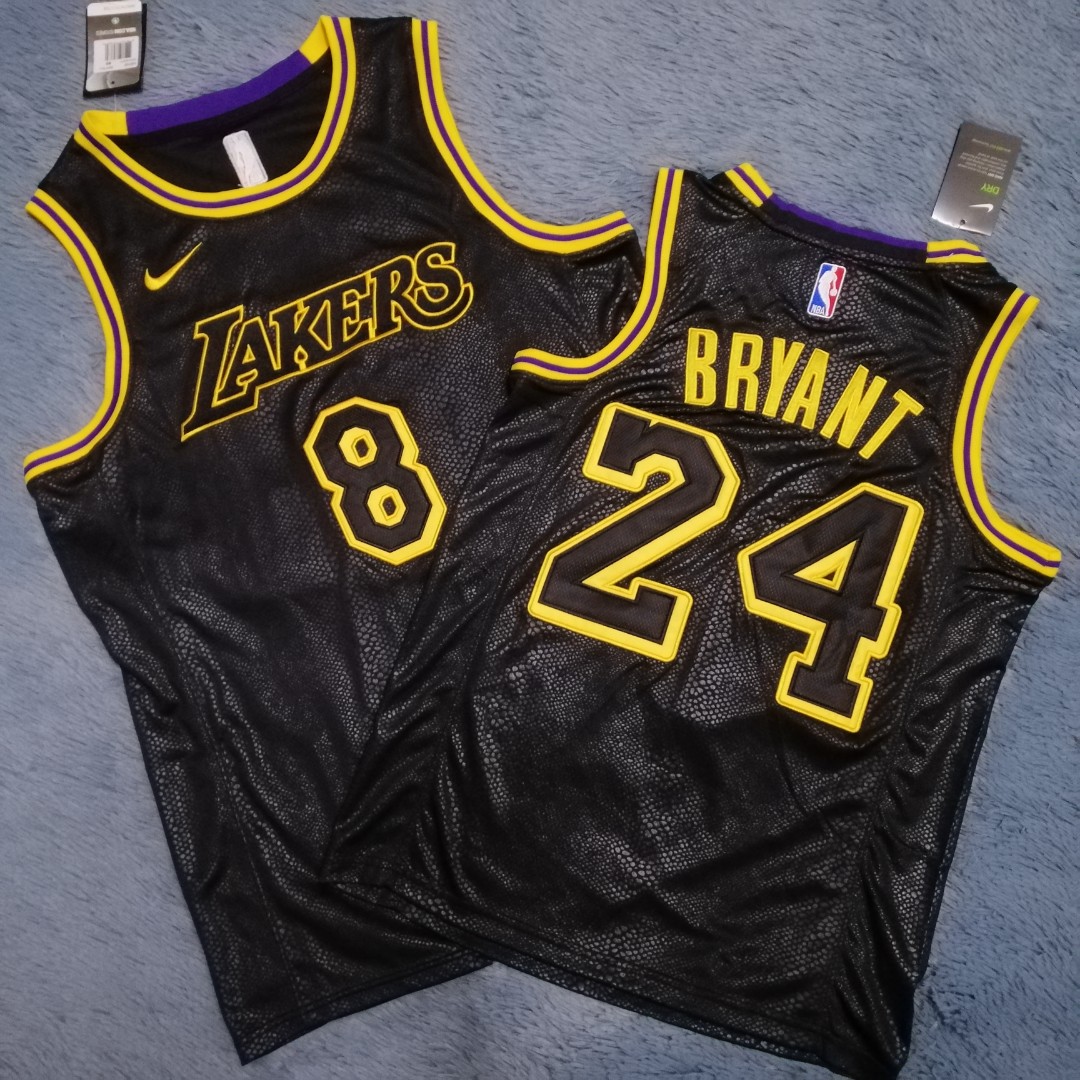 Kobe Bryant Los Angeles Lakers Jersey T-Shirt Men's Black Mamba Adidas 24  Size L