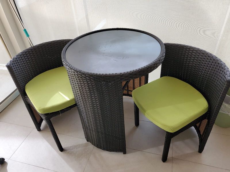 Outdoor balcony table chair set, Furniture & Home Living, Furniture