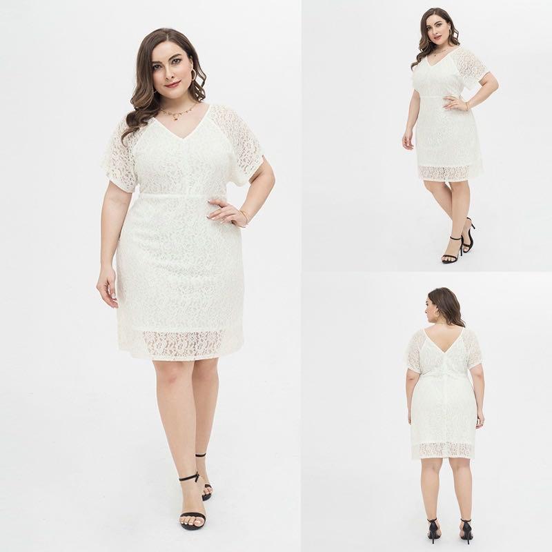 Plus Size Beautiful White Lace Dress