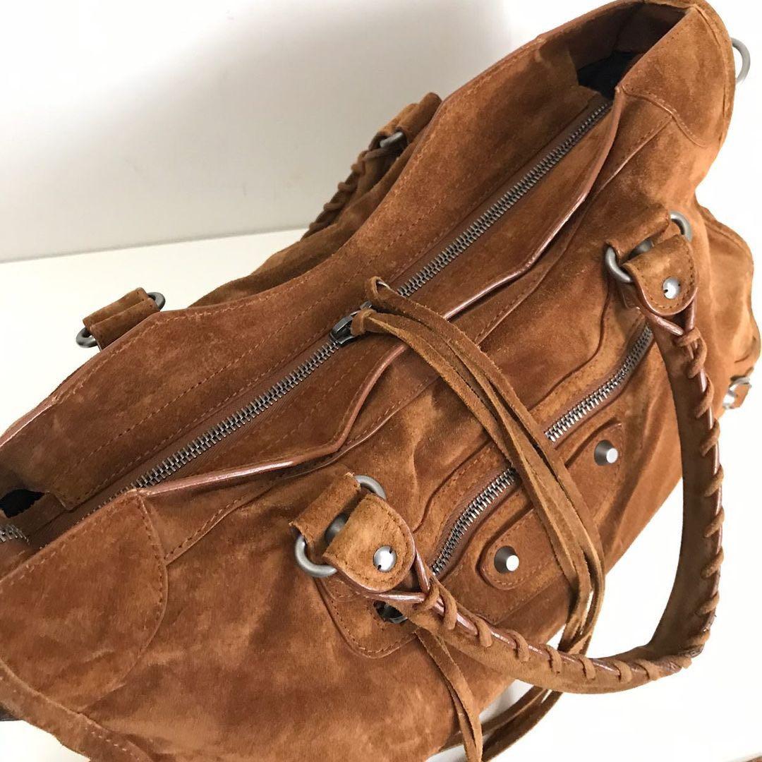 RARE! Authentic Brown Suede Leather BALENCIAGA Luxury, Bags & Wallets on Carousell