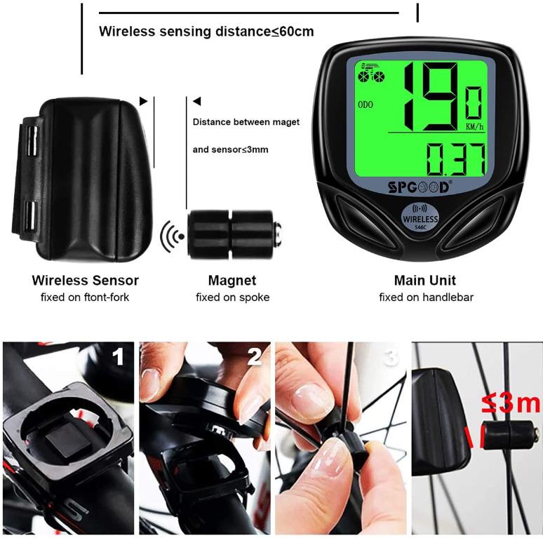 SPGOOD bike computer wireless 16 functions waterproof LCD cycling