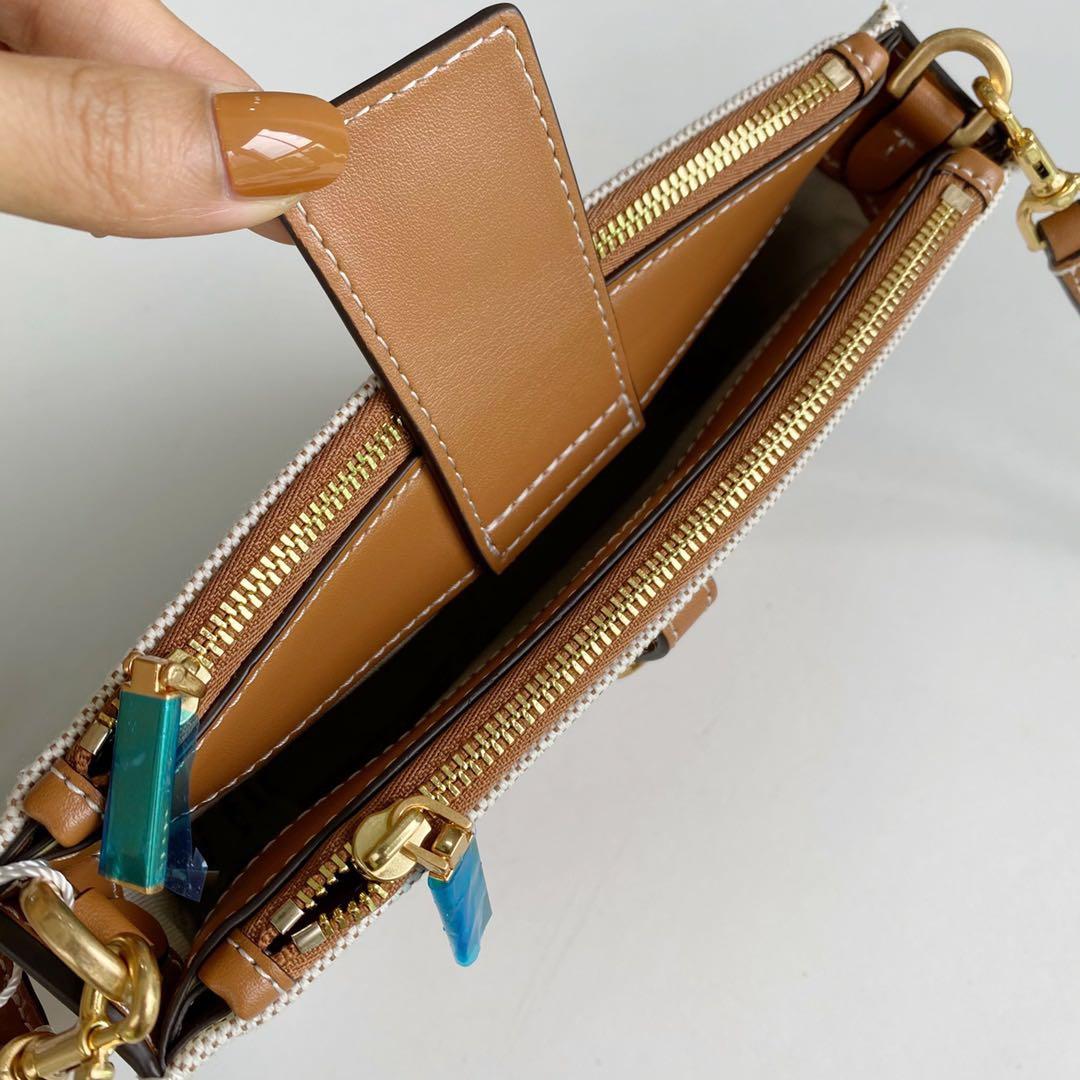 Tory Burch Walker Canvas DoubleZip, Women's Fashion, Bags & Wallets