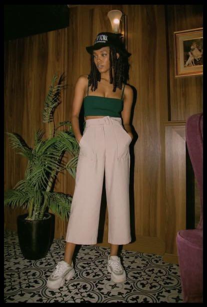Beige parallel pants clearance