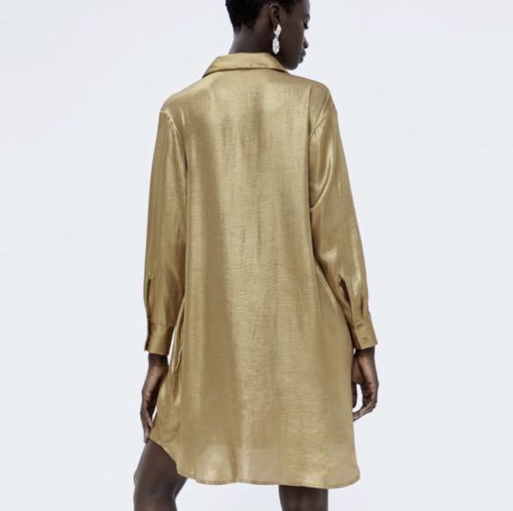 Gold shirt dress zara online
