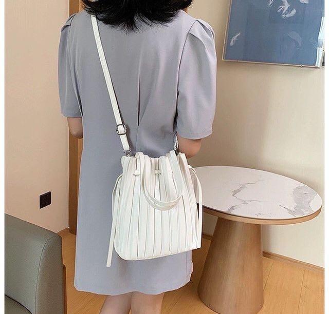 Pleated bucket best sale bag zara