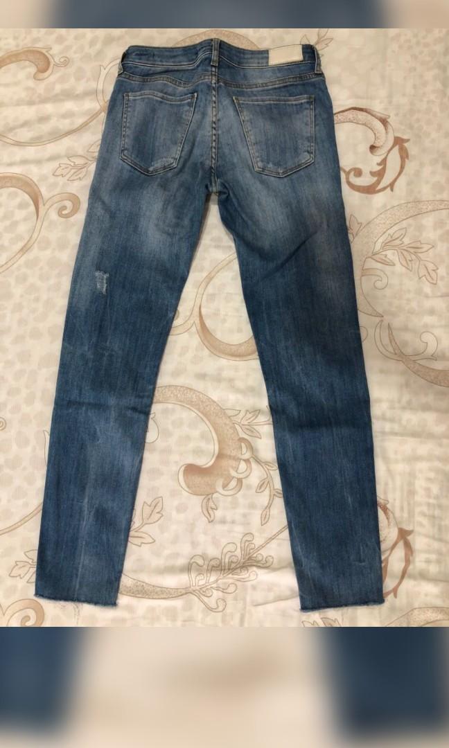 ZARA Ripped Long Denim Jeans Celana Panjang Original