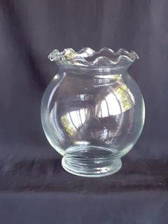 ANCHOR HOCKING fluted ivy fishbowl, clear glass, may also be a vase or votive/pillar candle holder, used