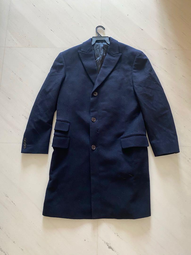 AUSTIN REED Wool & Cashmere Trench Coat Long Blazer in Navy Blue 40R ...