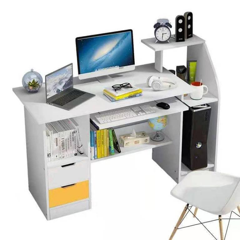 BIG Wooden Computer Table with Cabinet, Furniture & Home Living ...