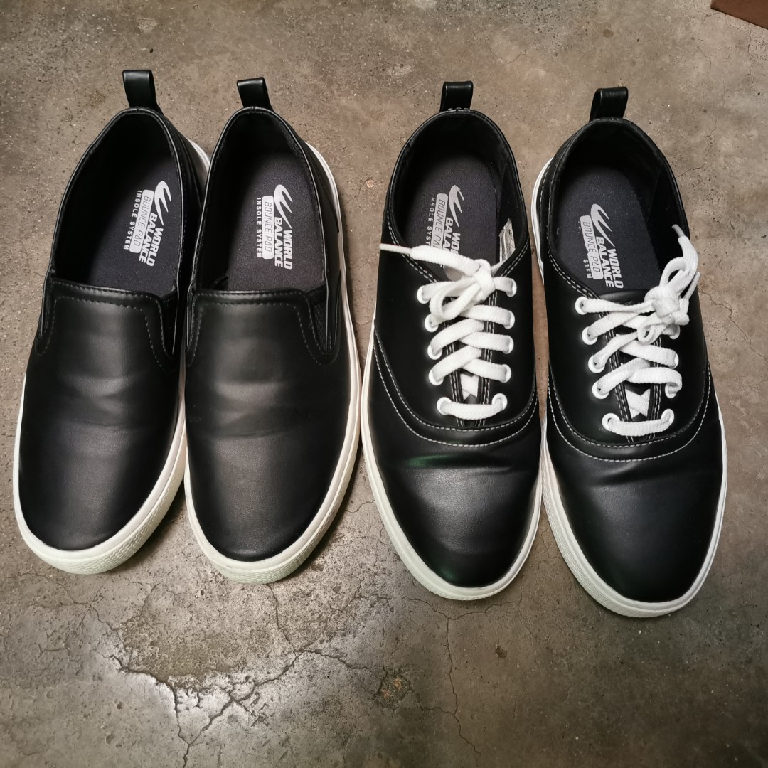 World balance sale leather shoes