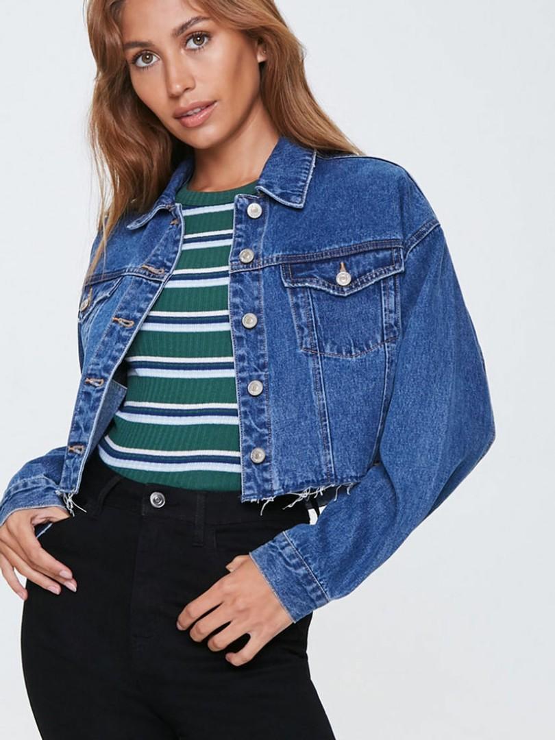 crop top with denim jacket