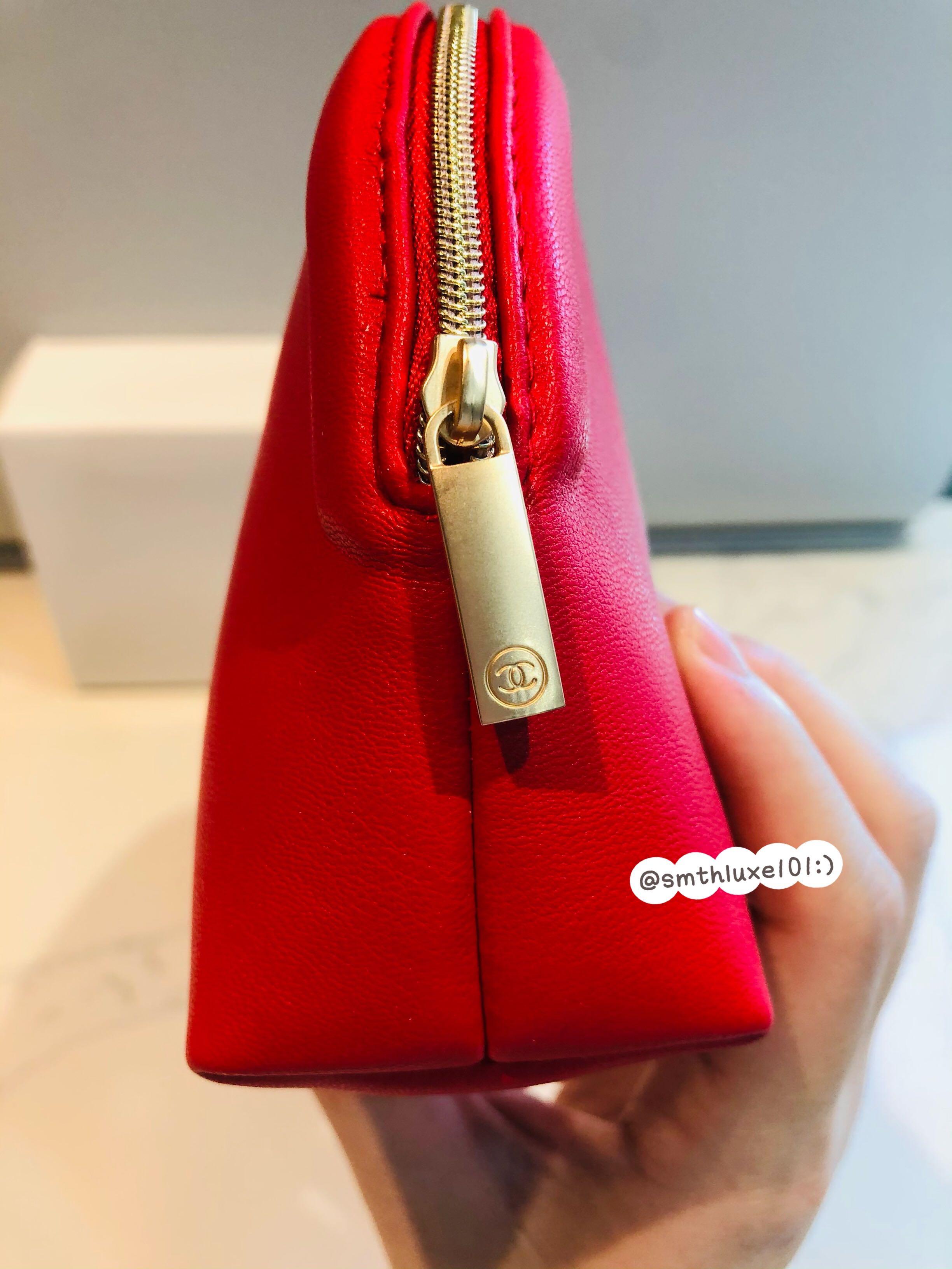 7 off listed price] Chanel Beauty Red PU Leather Cosmetic Pouch, Luxury,  Accessories on Carousell