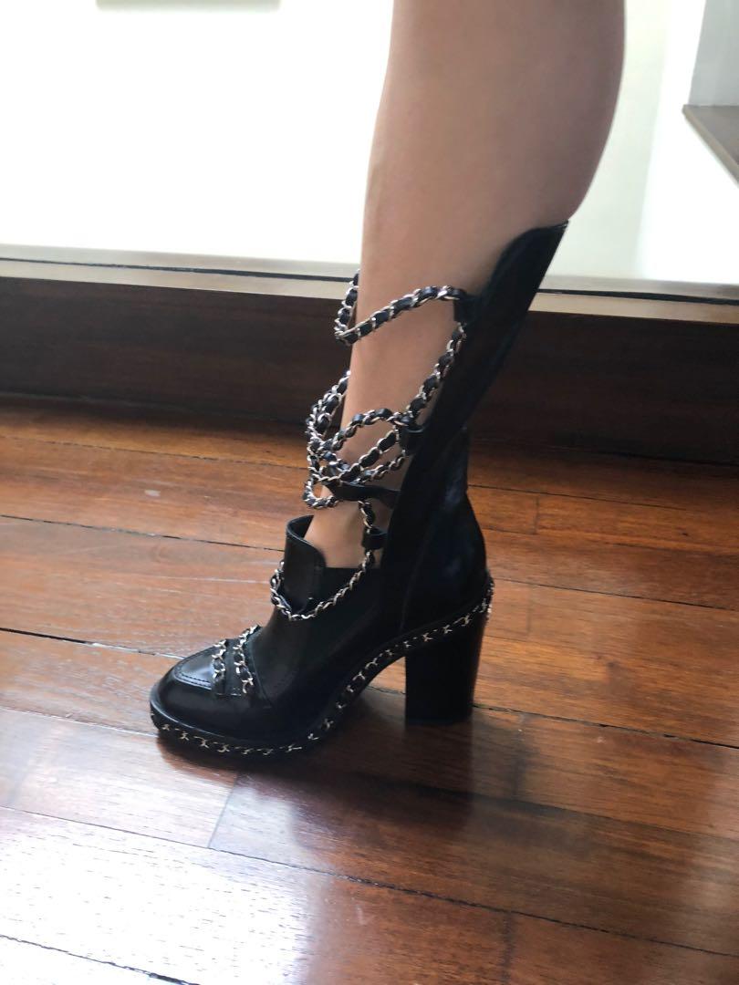 Chanel Chain Boots, Luxury, Sneakers & Footwear on Carousell