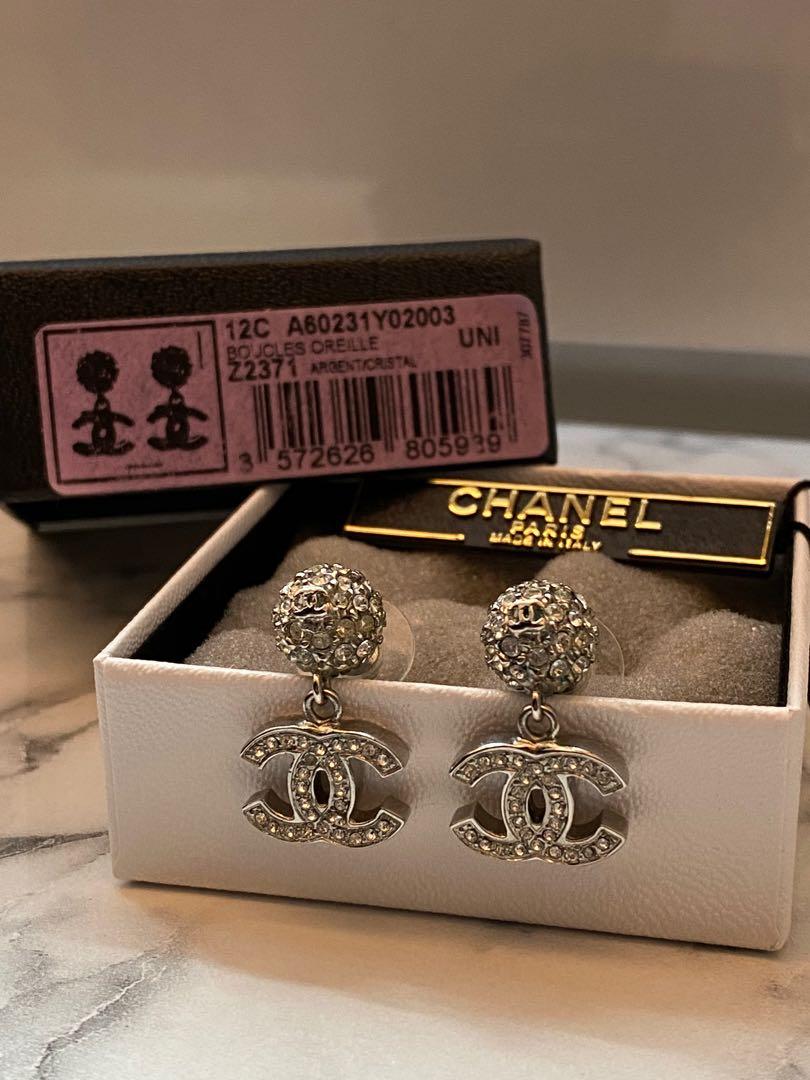 SOLD* Chanel Crystal Ball Earrings with Dangling CC, Luxury, Accessories on  Carousell