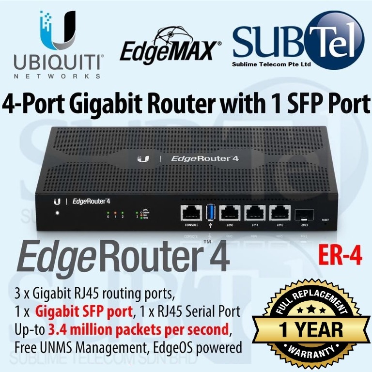 ER-4 Ubiquiti Edge Router 4 Port With SFP UBNT Singapore, Computers ...