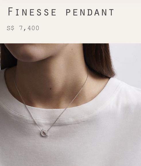 Hermes Finesse Pendant Necklace BRAND NEW 18k white gold