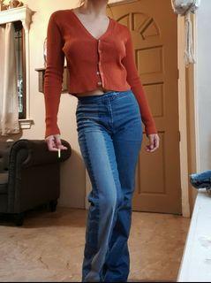Highwaisted denim straightleg jeans