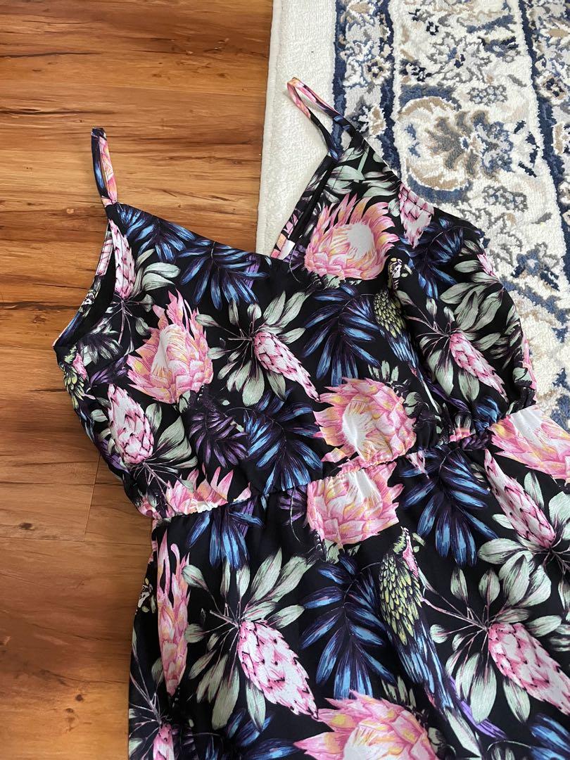 H&m black floral maxi dress sales