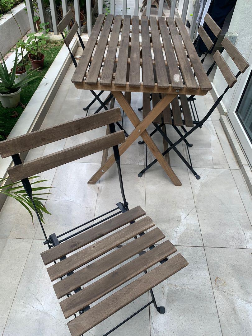 IKEA outdoor folding table and chairs, Furniture & Home Living