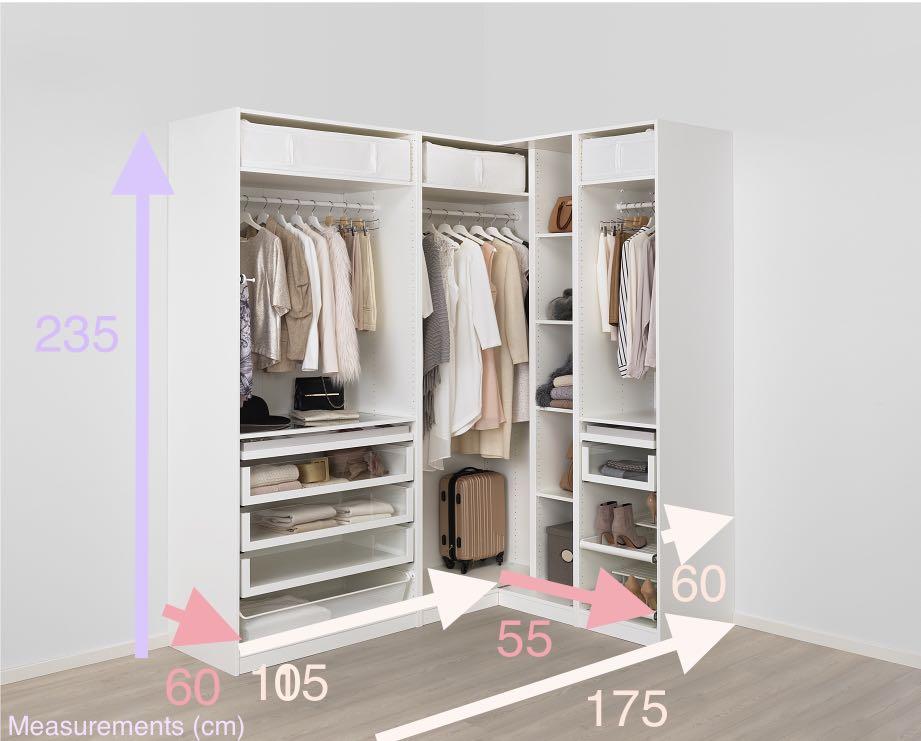 Ikea Pax Corner wardrobe (Mirror + White), 傢俬＆家居, 傢俬, 書櫃、櫃子及架 Carousell