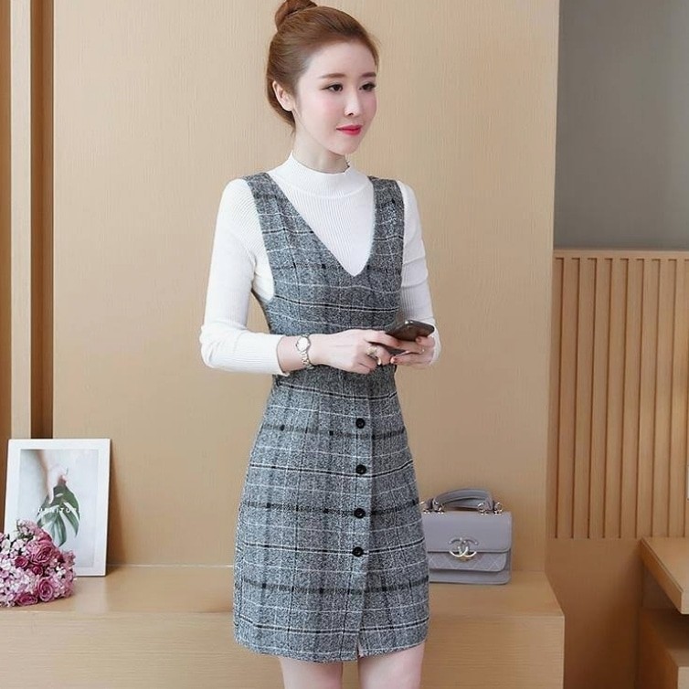 Checkered sale jumper dress