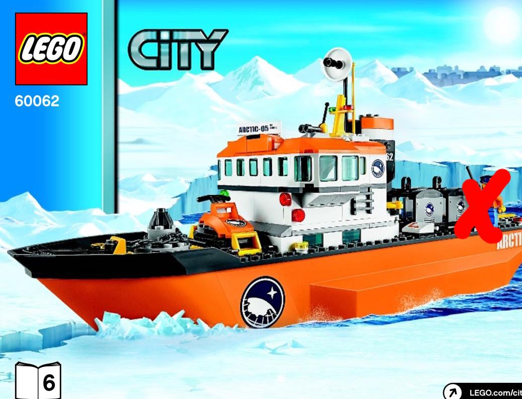 二手Lego 60062淨破冰船齊件（白色件有黃）（有盒，無說明書已貼貼紙