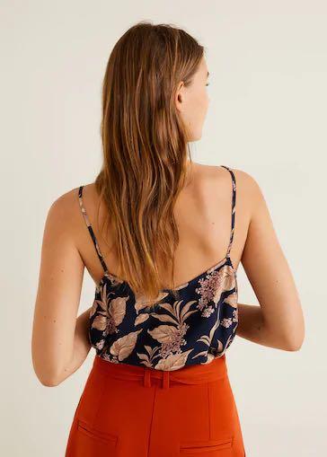 Mango Spaghetti Strap Top in Navy Multi Floral Women s Fashion Tops Sleeveless on Carousell