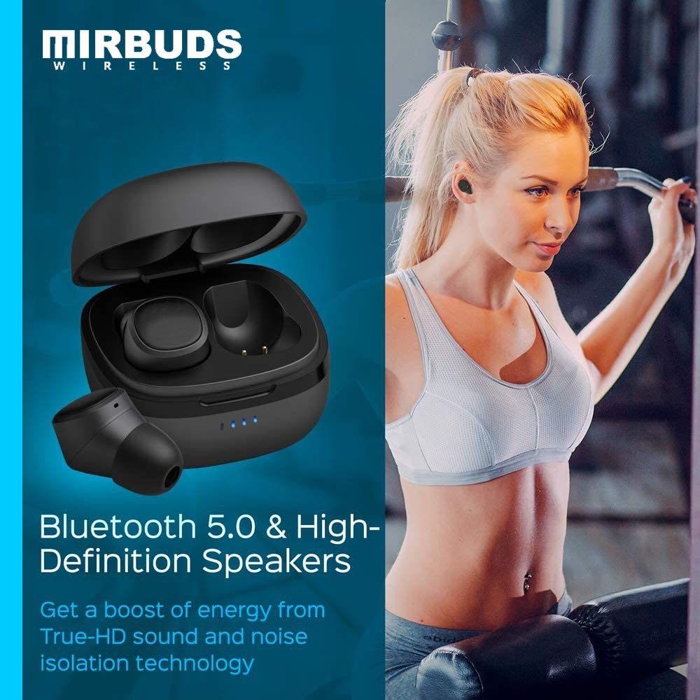 MIRBUDS V9 Wireless Earbuds With 7 Hrs Music High Bass High Audio Quality One Touch Control IPX6 Waterproof Low Latency Gaming Mode