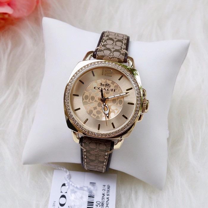 Aww Coach 100 original Boyfriend Signature Strap Khaki Brown