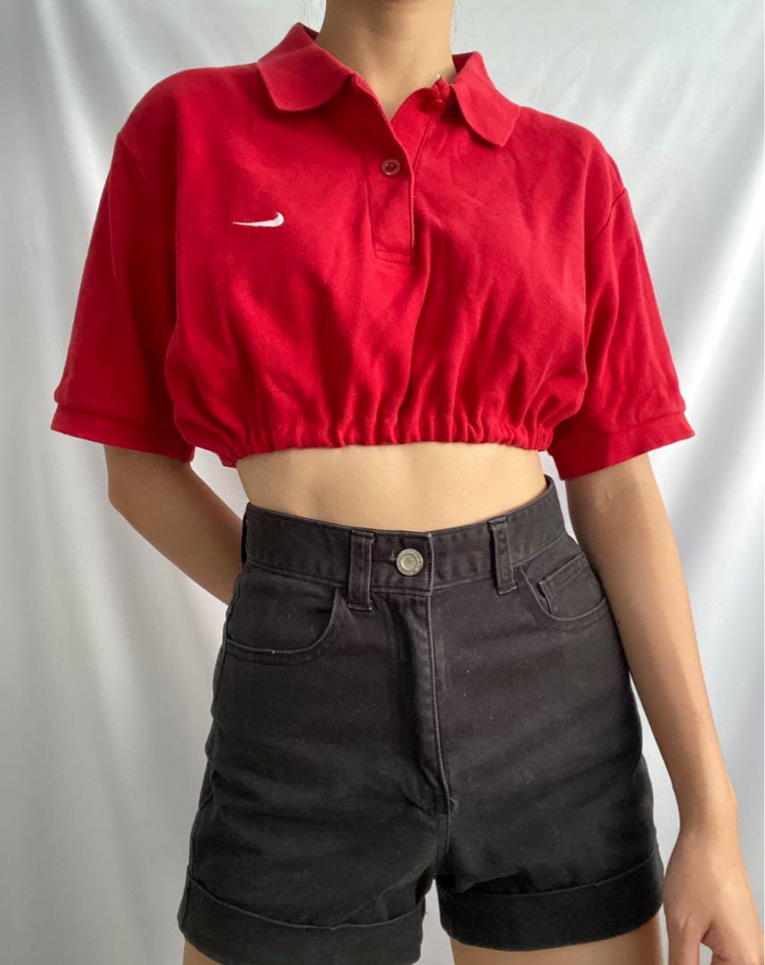 reworked nike cropped polo, Women's 