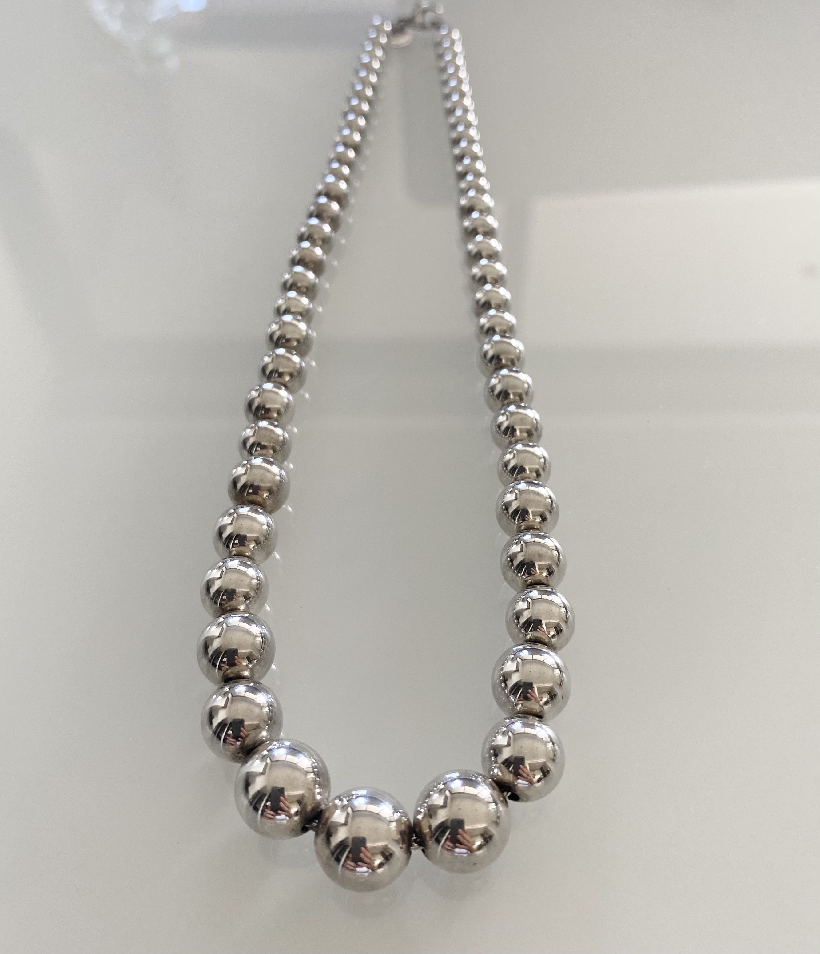 Tiffany and co silver bead necklace on sale