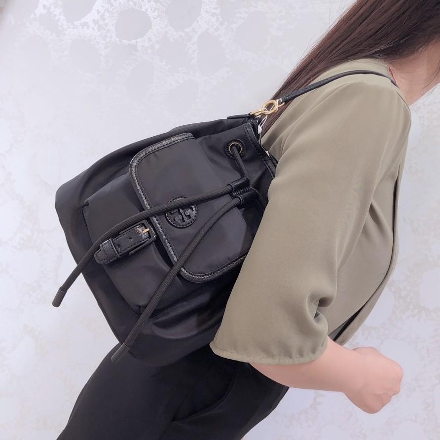 Tory burch Scout Nylon Drawstring Bucket Bag Women s Fashion Bags Wallets Tote Bags on Carousell