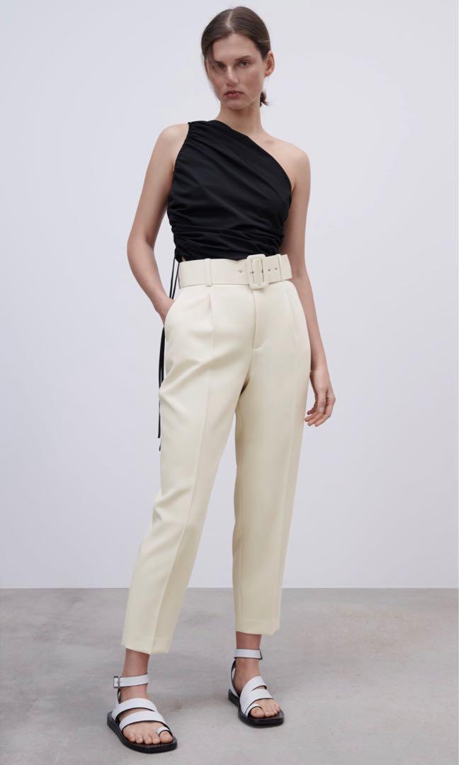 Zara - Trousers With Lined Belt on Designer Wardrobe