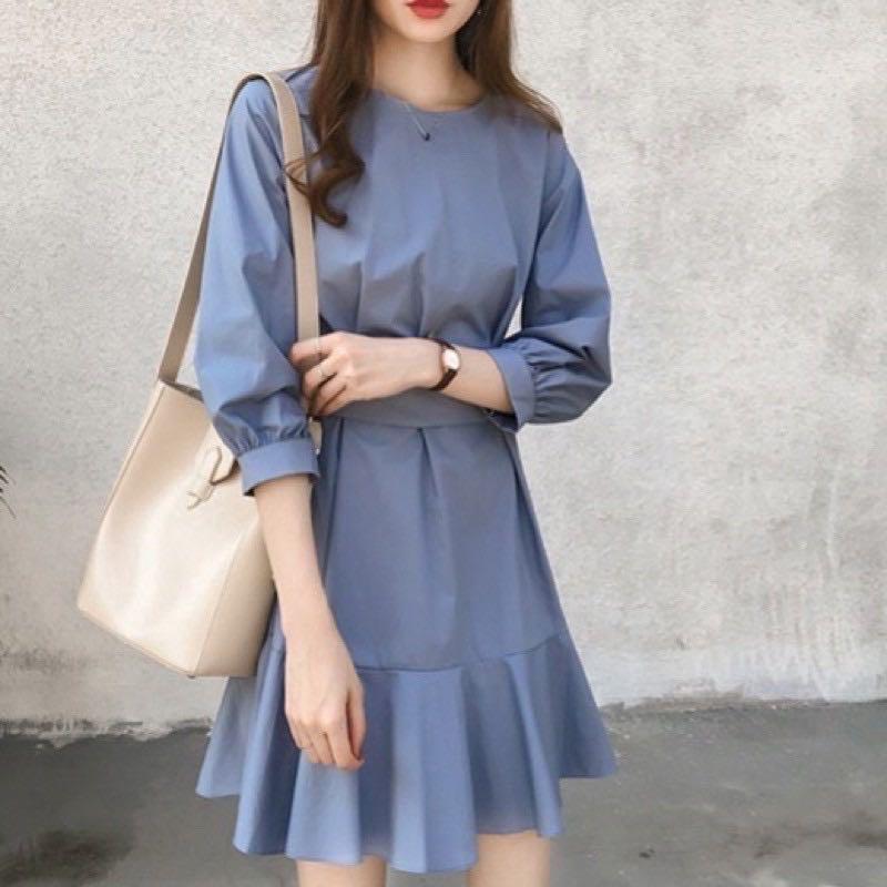 Womens Korean Elegant Dress with Belt, Women's Fashion, Dresses & Sets,  Dresses on Carousell
