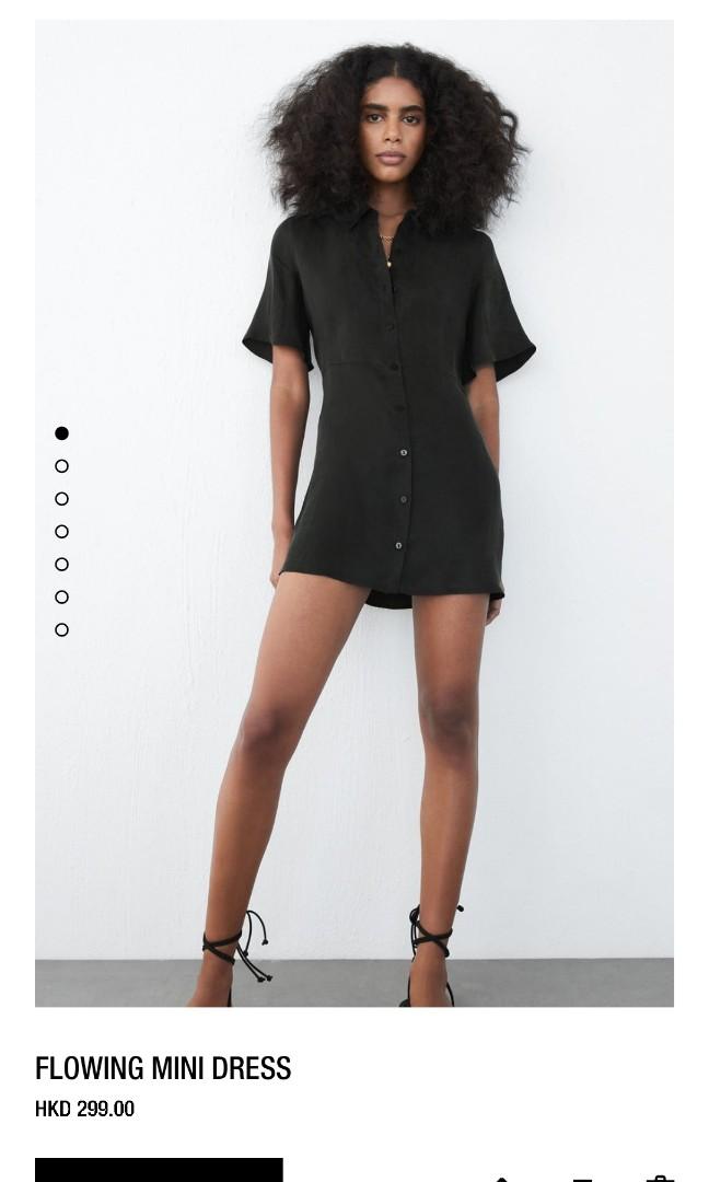 NEW Zara flowing mini dress - black, 女 ...