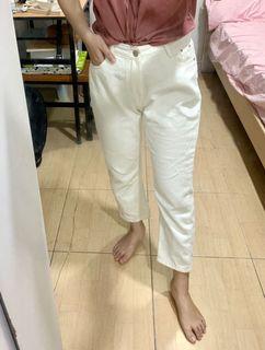 100% Cotton High Waisted White Jeans