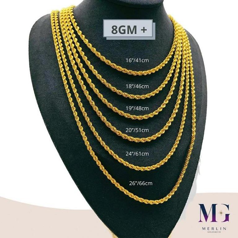 Mens 18 inch clearance gold rope chain