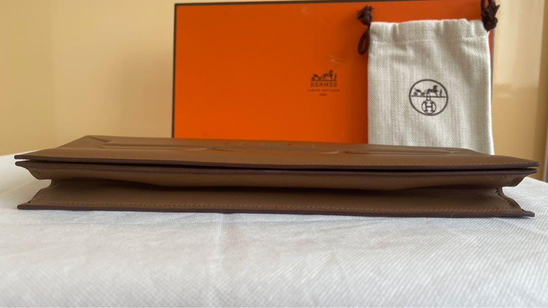 Hermes Long Pochette Kelly Shadow Evercalf Limited Edition Rare