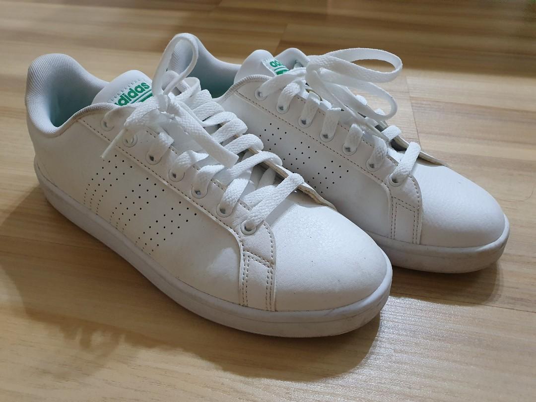 Adidas cloudfoam white green clearance