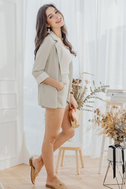 Two piece store blazer short set