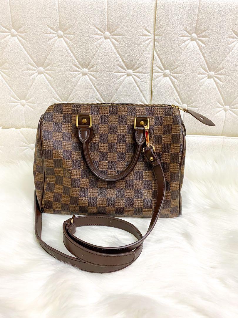 LOUIS VUITTON Speedy Bandouliere 25 Damier Ebene Bag with Strap  Fashion  Reloved