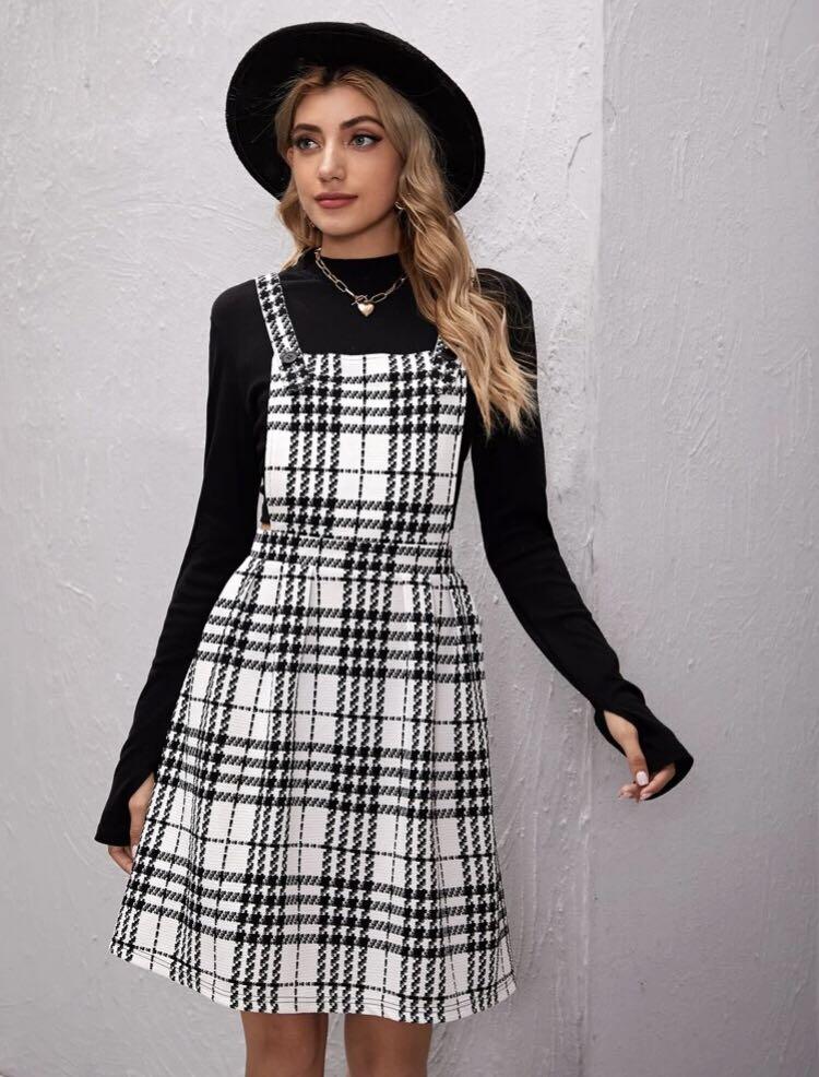 plaid overall dresses