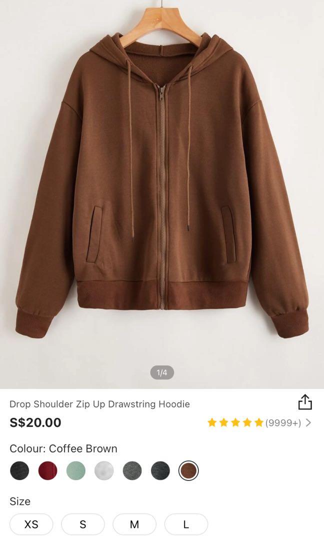 Shein brown jacket zip up clearance