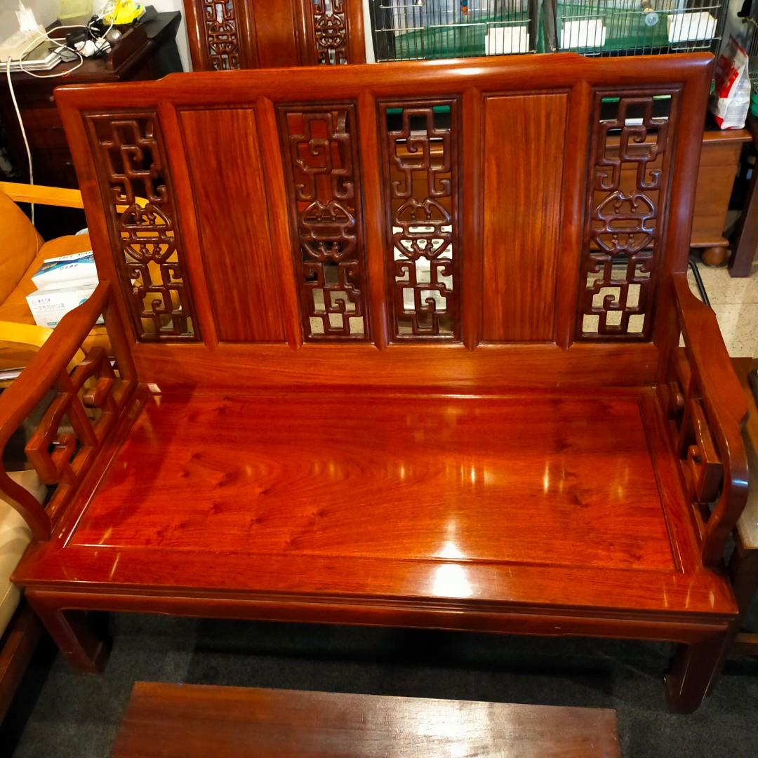 Chinese wood sofa, Furniture & Home Living, Furniture, Sofas on Carousell