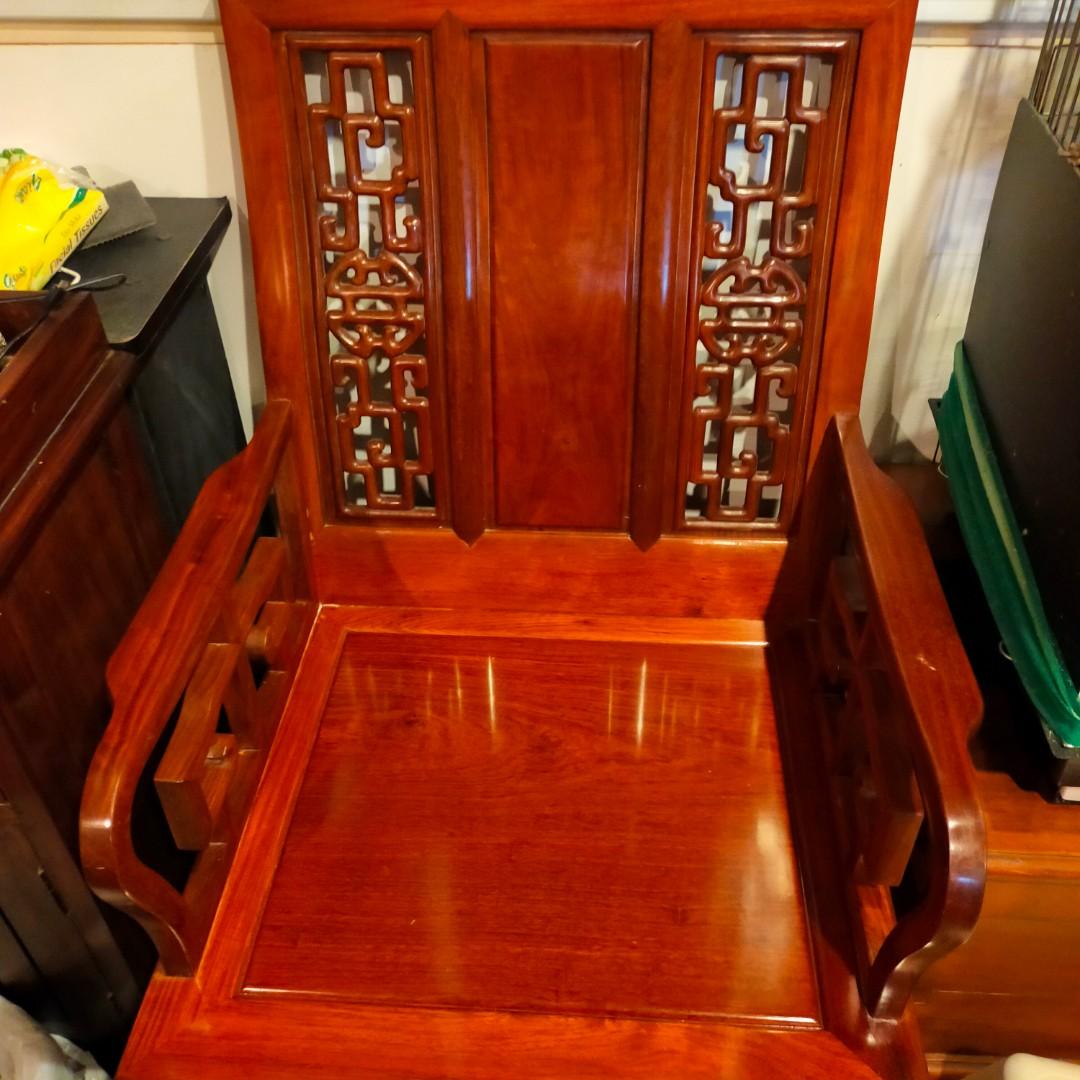 Chinese wood sofa, Furniture & Home Living, Furniture, Sofas on Carousell