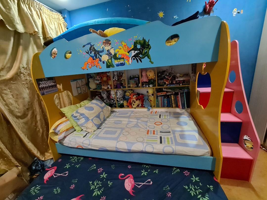 Double Decker Bunk Bed with pull out Bed and Stairs, Furniture & Home ...