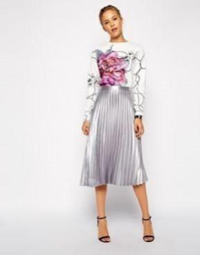 Forever 21 metallic pleated skirt top